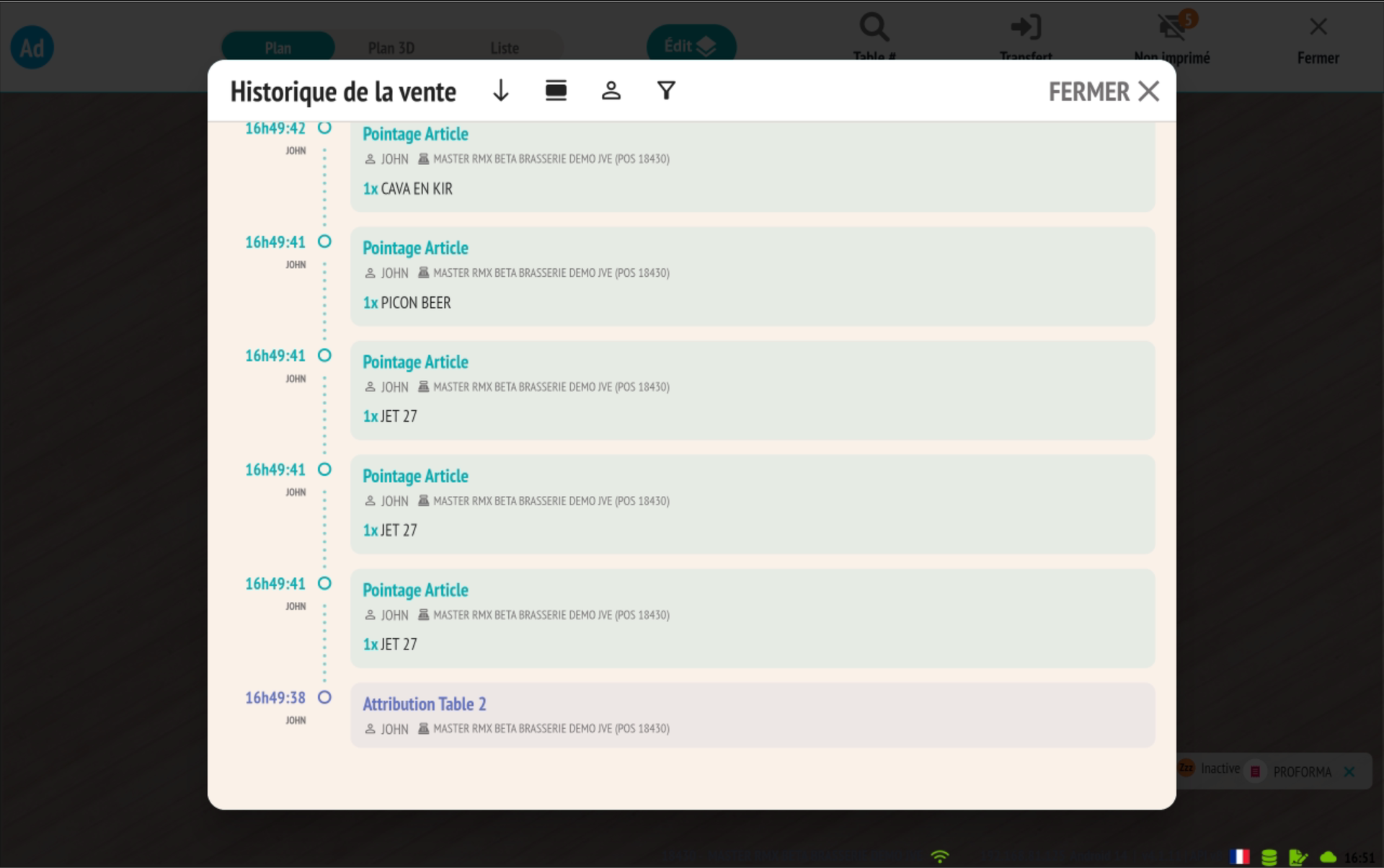 Popup Historique du ticket : détail d'un événement de la chronologie
